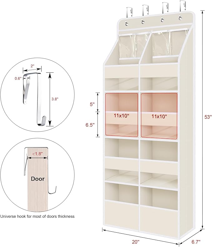 Univivi 5-Shelf Fabric Baby Door Storage Over Door Hanging Organizer