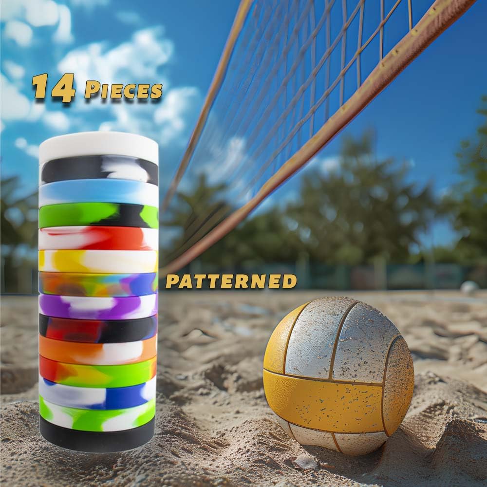 YalsFTY Waterproof ID Rubber Bracelets 14 Count - Silicone Rubber Wristbands for Events (14 Mix Color)