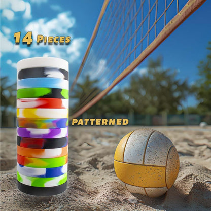 YalsFTY Waterproof ID Rubber Bracelets 14 Count - Silicone Rubber Wristbands for Events (14 Mix Color)