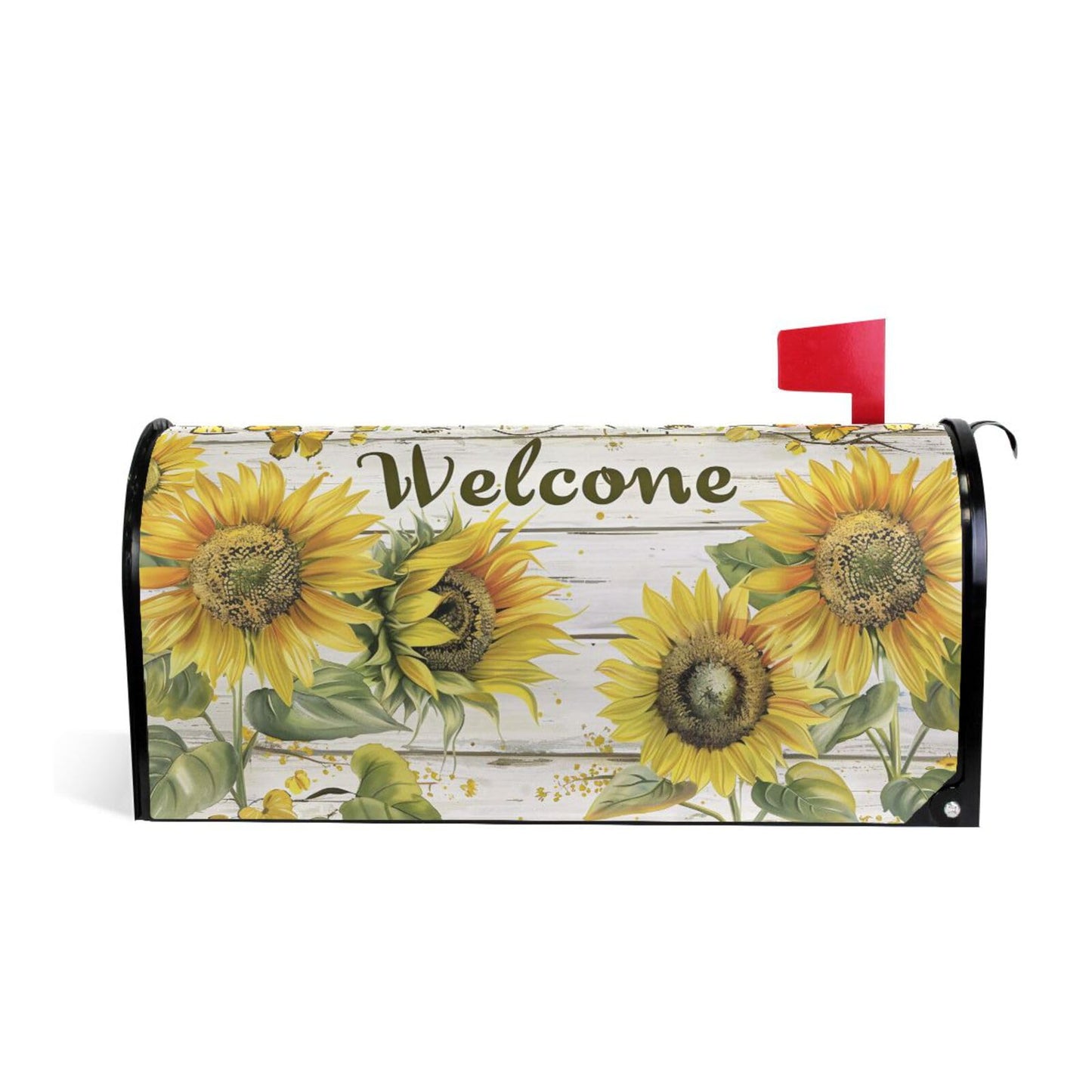 ALAZA Spring Summer Sunflower Welcome Magnetic Mailbox Cover MailWraps Garden Yard Home Decor for Outside Standard Size-18"x 20.8"
