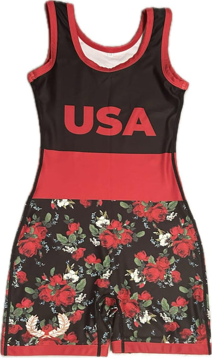 Athena Wrestling - Red Rose Womens/Girls Singlet