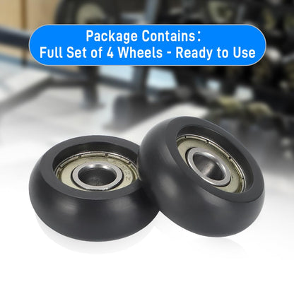 For Aero Pilates Reformer Replacement Roller Wheels, Set of 4 Easy to Install, Smooth & Quiet Glide,Black