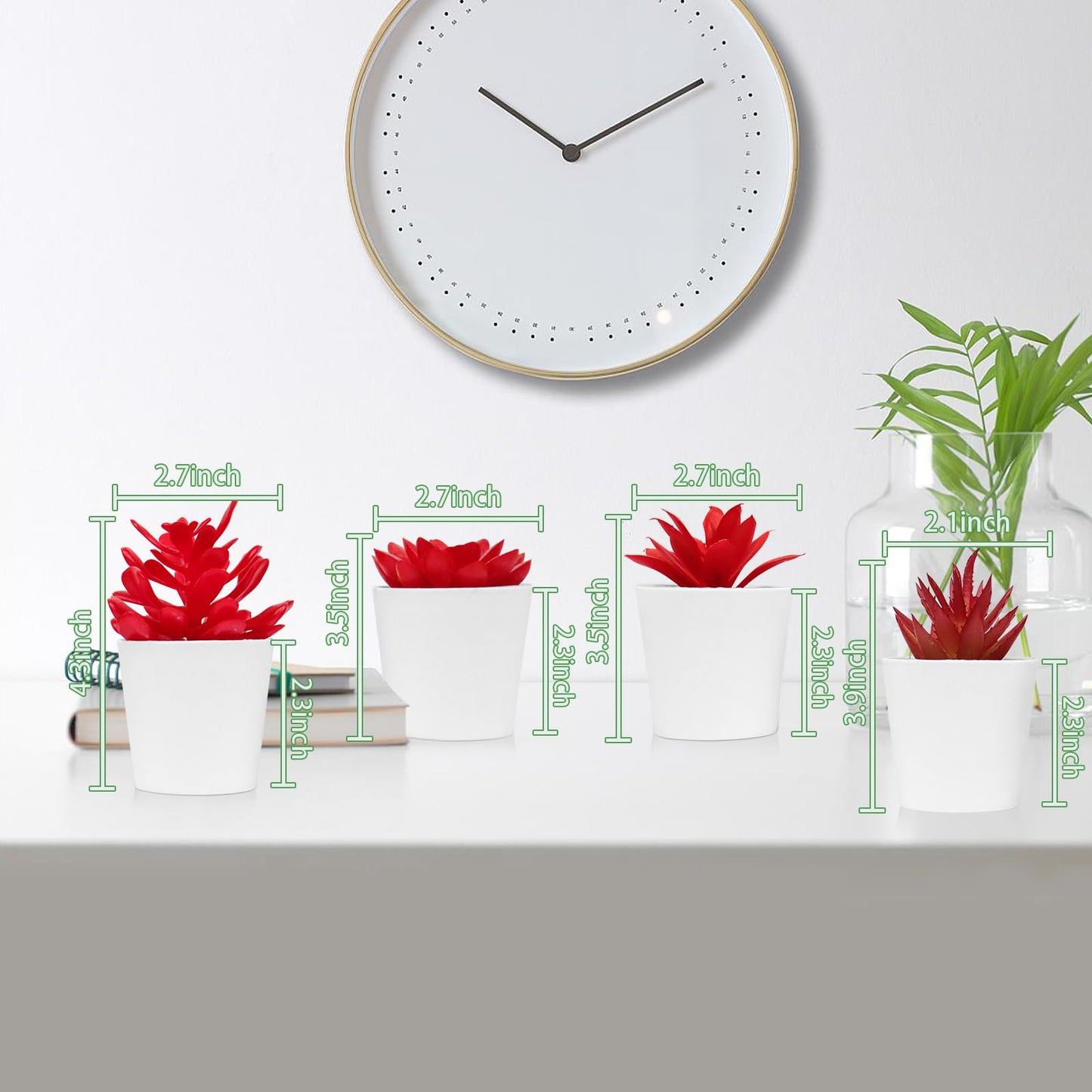 Uguisu Artificial Potted Plant, Simulated Gem Flower, Lotus Flower, Spring Artificial Succulent Plant, Small Artificial Plant, Spring Artificial Fake Plant, Office Home Wall Decoration (4/Red)