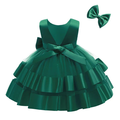 Flower Girls Wedding Wedding Babies Birthday Party Frock Christmas Event Baptism Prom Tutu Sunny Dresses (Dark Green,90)