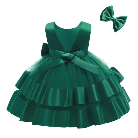 Flower Girls Wedding Wedding Babies Birthday Party Frock Christmas Event Baptism Prom Tutu Sunny Dresses (Dark Green,90)