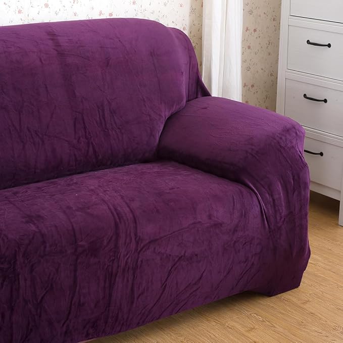 vctops 1-Piece Velvet Plush Stretch Chair Sofa Slipcover Soft Fuzzy Fluffy