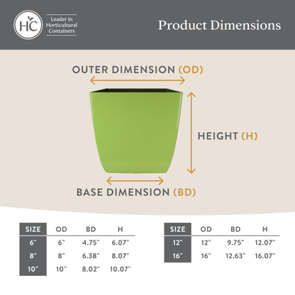 The HC Companies ASP08000P26 Square Planter, 8", Black Onyx