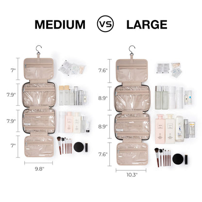 BAGSMART Hanging Toiletry Bag Travel Large Capacity Wash Bag Womens Makeup Cosmetic Bag, Travel Accessories for Full Sized Container (Medium-Black)