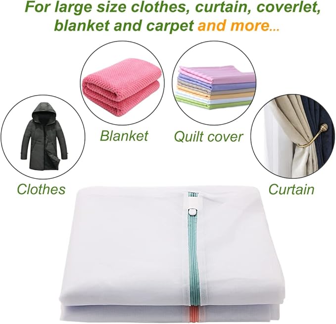 Large Mesh Laundry Bags, 2 Pack 35 in x 27 in Washable Fine Net Washing Machine