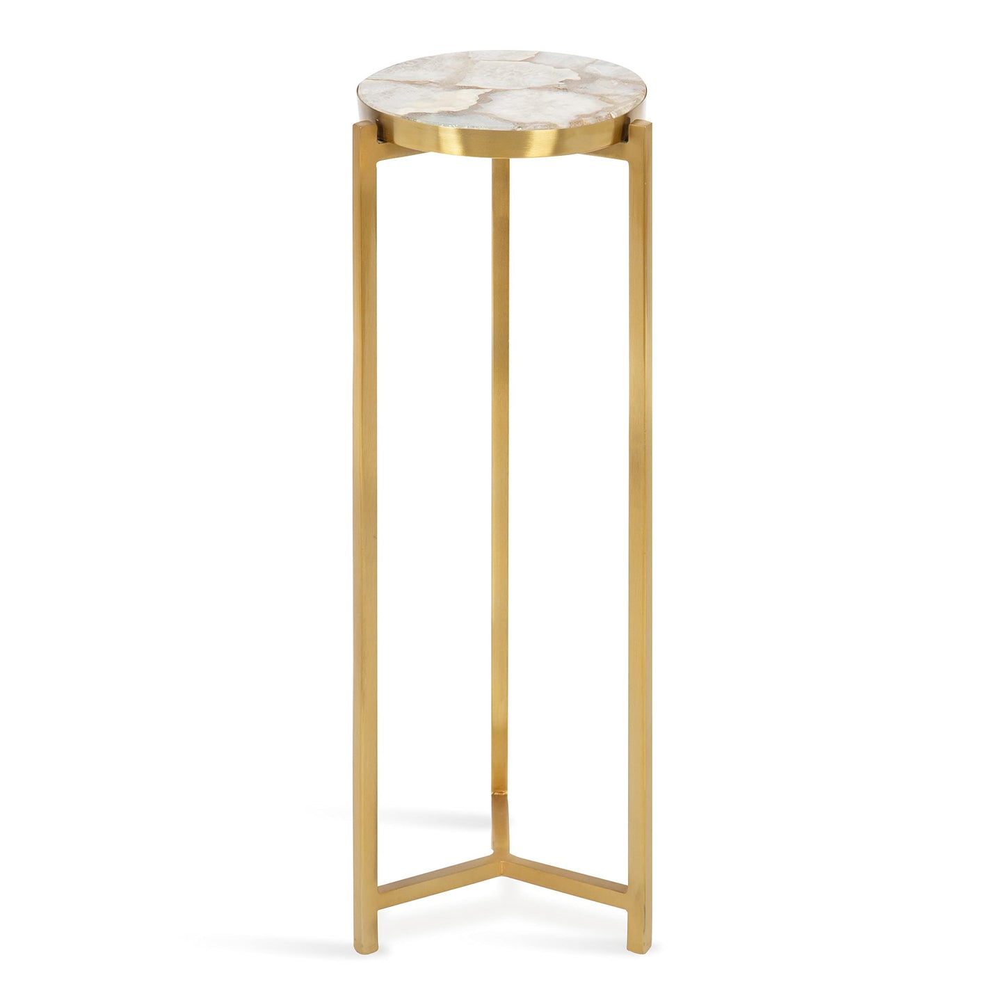 Kate and Laurel Aguilar Modern Drink Table, 9 x 9 x 23, Natural Stone and Gold, Genuine Quartz Accent Table for Small Spaces