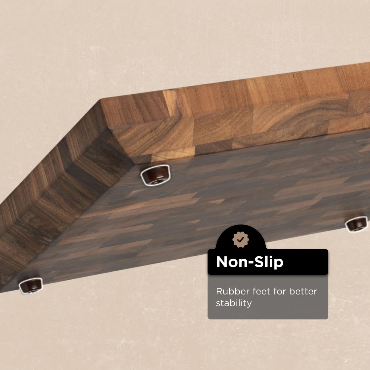 WoodForChef Heritage Large Walnut End Grain Cutting Board – Heavy Butcher Block Board with Feet & Mineral Oil Bottle – Foodsafe Wooden Prep Deck for Kitchen & Professional Chefs - 18x16x2 inches