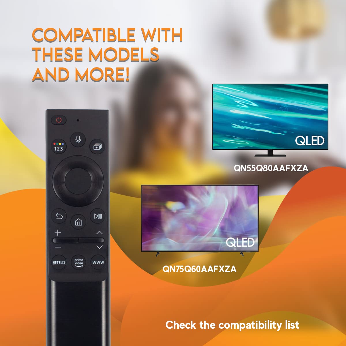 Ceybo Original Solar Voice Remote Control Replacement with YouTube Netflix Shortcut for Samsung Smart TVs, Compatible with Neo QLED 8K, QLED (BN59-01480A)