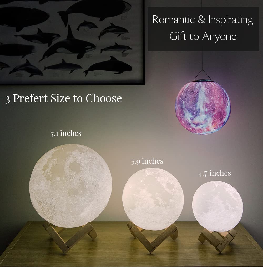mono living 5.9 Inch Moon Lamp for Adults - 16 Color LED Light Up Moon Ball, Large Realistic 3D Night Light with Remote & Timer - Unique Thanksgiving & Gifts