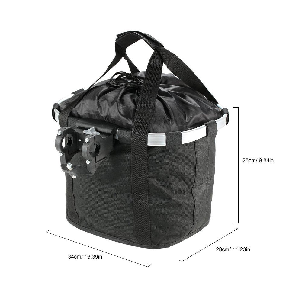 Redlution Bicycle Bike Detachable Cycle Front Canvas Basket Carrier Bag Pet Carrier Aluminum Alloy Frame Pet Carrier (black)