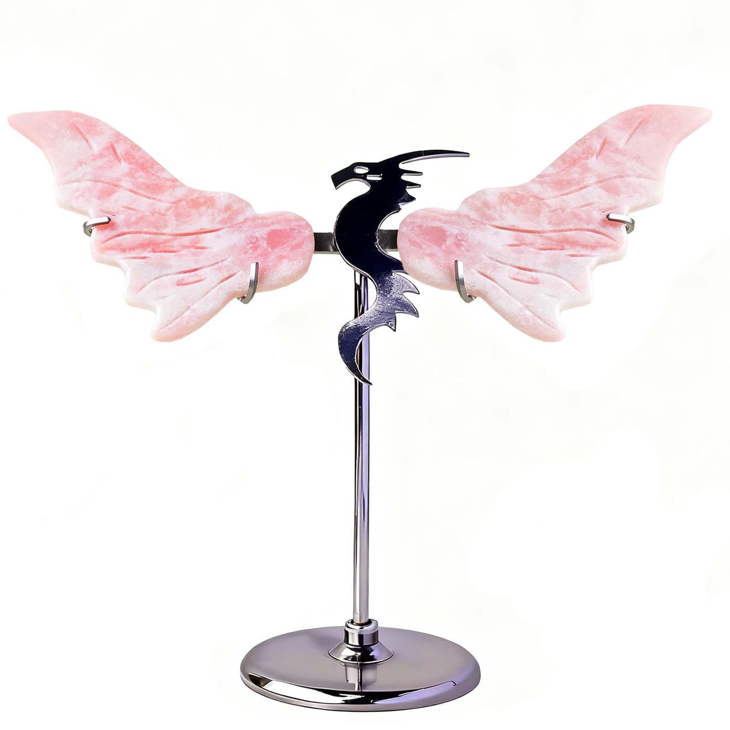RJINGSHI Crystal Flying Dragon Wings Ornament, Amethyst Desktop Decoration, Blue and Gray (Pink Opal)