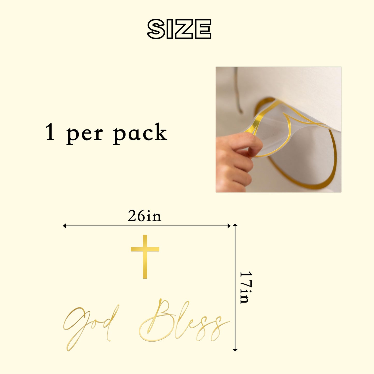 Caption God Bless Decal - Golden Baptism First Communion Party Decorations, God Bless Baptism Balloon Arch Decal for Boys Girls