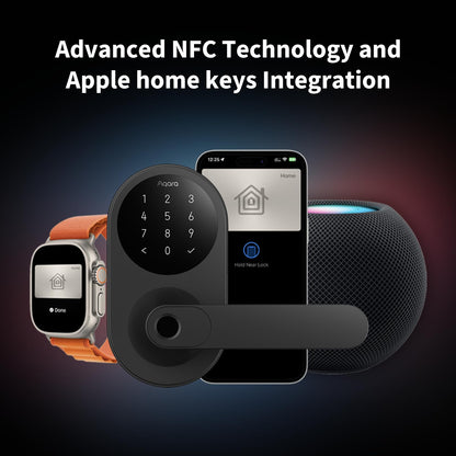 Aqara Smart Lock U300, Fingerprint Keyless Entry Door Lock with Handle, Matter Over Thread with Apple Home Keys, Touchscreen Keypad, Smart Lever Lock Supports Apple Home, Alexa, Google, IFTTT, Silver