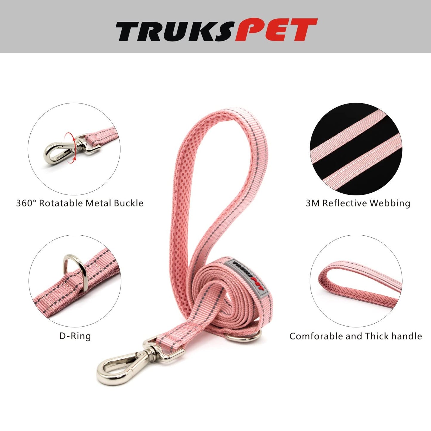 TRUKSPET Dog Harness and Leash Set, Step in no Pull Dog Harness Adjustable Reflective Padded Mesh Fabric Dog Vest for Extra-Small/Small Medium Dogs and Cats-XS-Pink