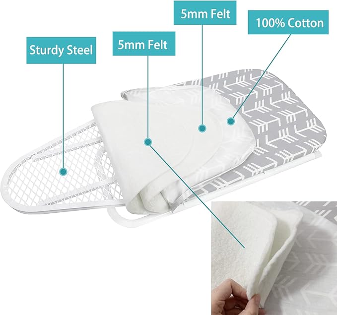 Tabletop Ironing Board with Folding Legs, Portable Small Ironing Board with