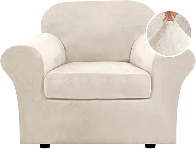 H.VERSAILTEX Rich Velvet Stretch 2 Piece Cover Chair Slipcover Sofa Cover