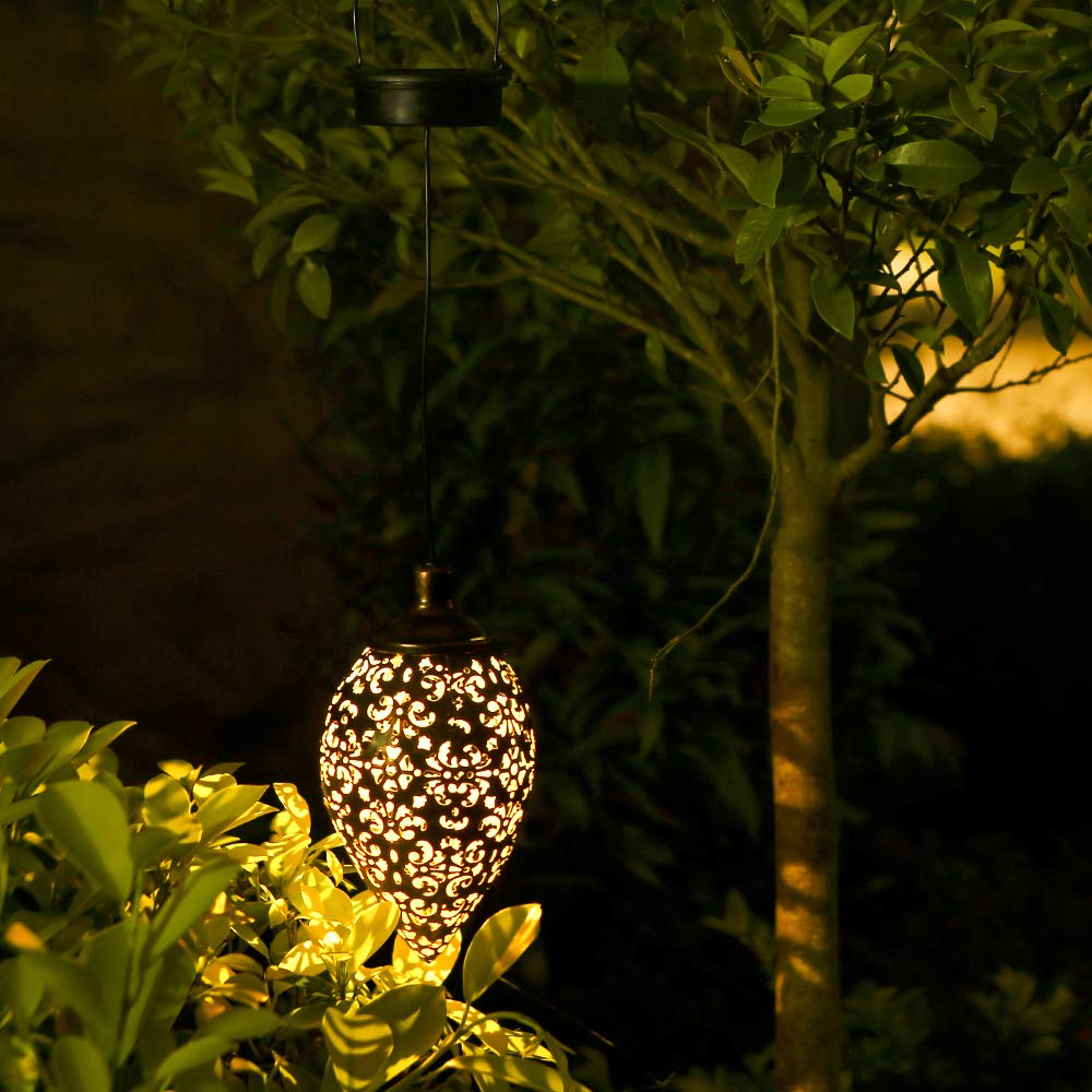 Solar Lantern Light Outdoor Hanging Garden Lights Metal Lamp Outdoor Decorations for Patio Yard,Porch,Lawn,Courtyard,Art Garden Accessories