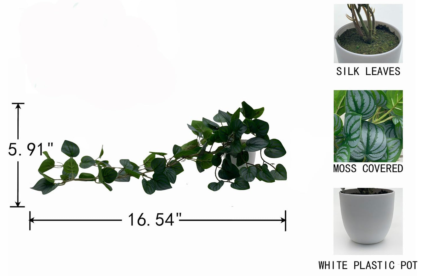 Kiko Artificial Plant Trailing with Pot 16.5" (42cm) Long Fake Table Plant for Office, Gymnasium Room, Living Room, Dinner Room, and Home Decoration, Artificial Plant for Indoors.