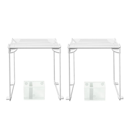 Neudeco Locker Organizer Kit, 4-Piece Set with Foldable Mesh Locker Shelf and Magnetic Pen Holders, Stackable Storage for School, Work & Gym Lockers, White