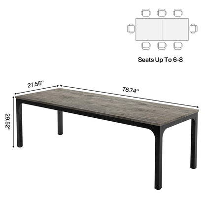 Tribesigns 6.5FT Conference Table, 78.7-Inch Rectangle Meeting Seminar Table, Large Business Tables for 6-8 People (Only Table) (Gray+Black)