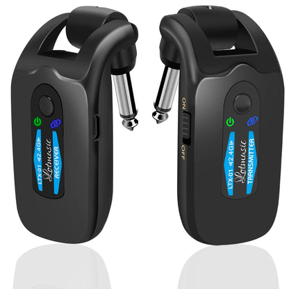 2.4GHZ Wireless Guitar System, Rechargeable Digital Wireless Guitar Transmitter Receiver with 4 Channels and Over 10 Hours Long Battery Endurance for Electric Guitar Bass
