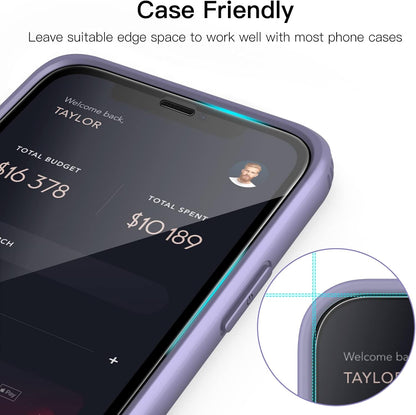 JETech Full Coverage Screen Protector for iPhone 11/XR 6.1-Inch, Black Edge, Tempered Glass Film with Easy Installation Tool, Case-Friendly, HD Clear, 3-Pack