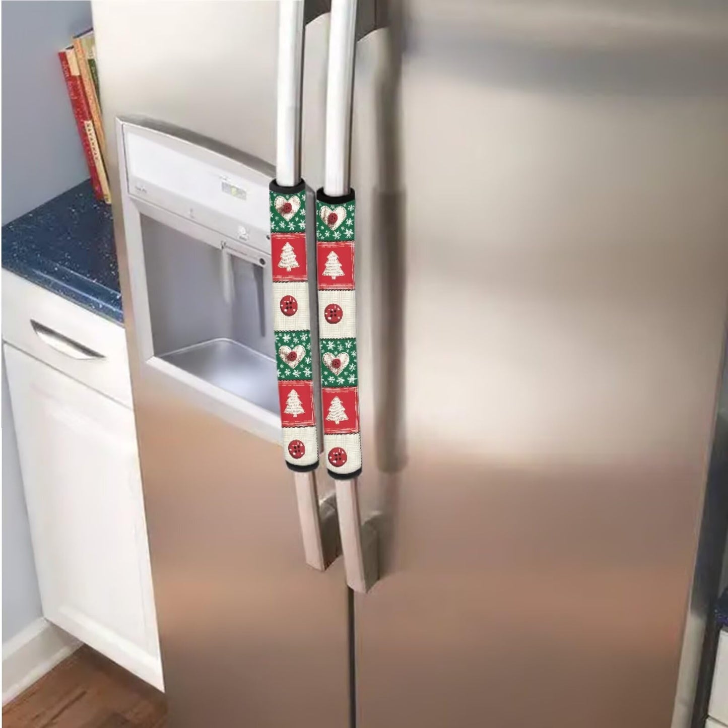 Hwzdsyxl Fridge Door Handle Covers Winter Kitchen Appliance Protective Gloves 6 PCS Anti-Scratch Refrigerator Handle Cover for Christmas Decor, Christmas Tree Heart Button Snowflake Print