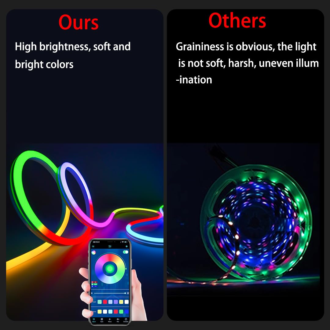azhongxus 9.8FT USB LED Neon Rope Light,Smart RGB IC Led Strip Lights for Bedroom,Music Sync LED Neon Light Strip,APP and 24Keys Wireless Remote,DIY Ideas,Gaming Room,Home Decorations,Christmas Gift