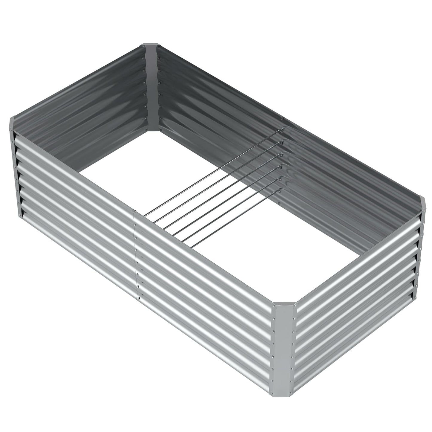 6X3X2ft (1 Pack) Galvanized Raised Garden Bed,Outdoor Courtyard Planter Box Metal Patio Kit Planting Bed for Vegetables Flowers Herb,The material is thickened and not prone to deformation or rust