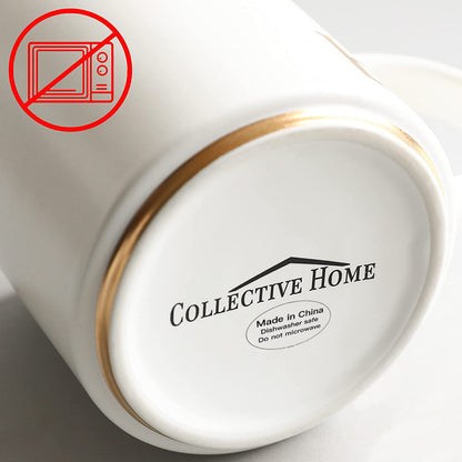 COLLECTIVE HOME - Monogram Ceramic Mugs, 15 oz Golden Initial Coffee Cups, Elegant Alphabet Tea Mugs, Elegant Personalized Mug with Gift Box, Luxurious Cups for Office and Home (k)