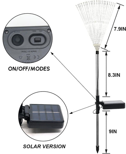 Solar Garden Firework Lights Outdoor Waterproof, 4 Pack Solar Powered Art Stake Twinkle Lighting for Outside Decor, 120 LED Sparklers String Lights for Yard Pathway Decorations(White)