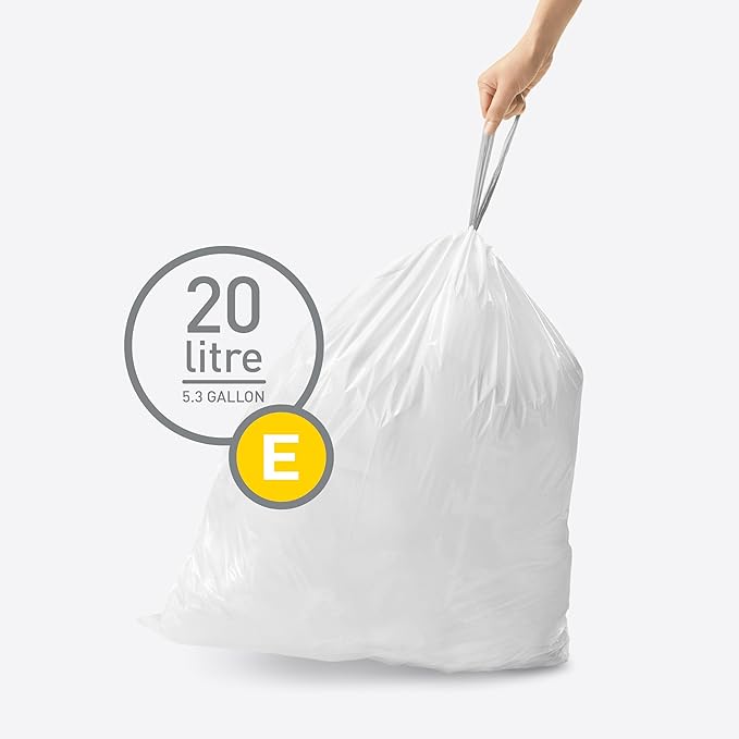 simplehuman Code E 200 Count, Dispenser Pack Custom Fit Liners, Drawstring