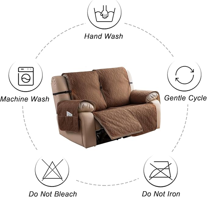 Genina Waterproof Loveseat Recliner Cover Non-Slip, Sofa Cover