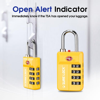 TSA Approved Travel Luggage Locks, Open Alert Combination Lock for School Office & Gym Locker ,Toolbox, Pelican Case,Easy Read Dials- 1, 2 & 4 Pack (1, Yellow 2 Pack)