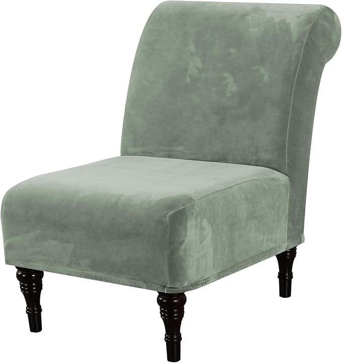 H.VERSAILTEX Armless Accent Chair Covers Thick Velvet Armless Chair Slipcovers