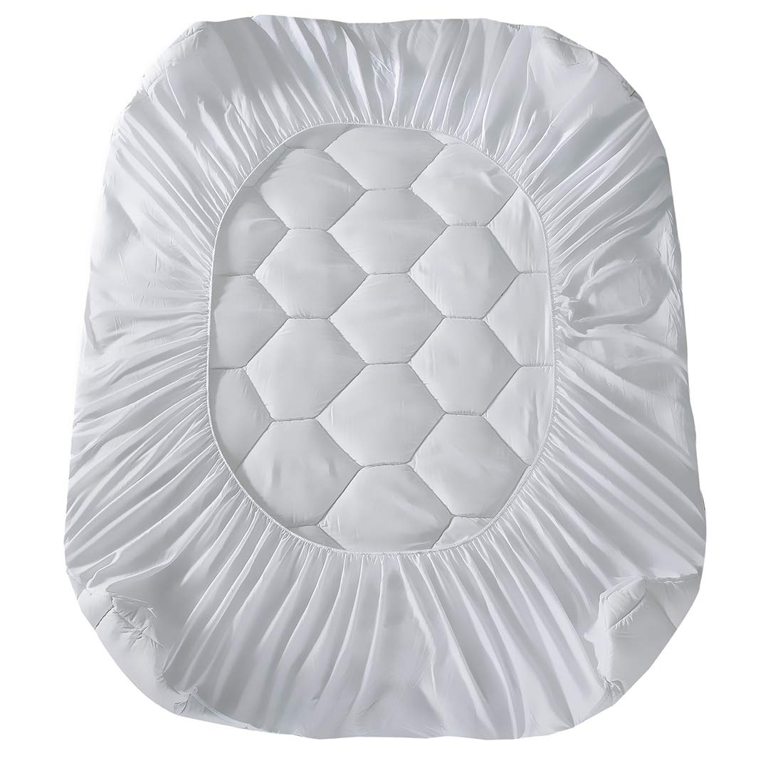 Queen Mattress Pad, 8-21" Deep Pocket Protector Ultra Soft Quilted Fitted Topper Cover Fit for Dorm Home Hotel -White
