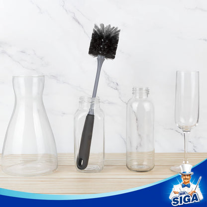 MR.SIGA Long Handle Bottle Brush, Cleaning Brush for Water Bottle, Glassware, 2 Pack