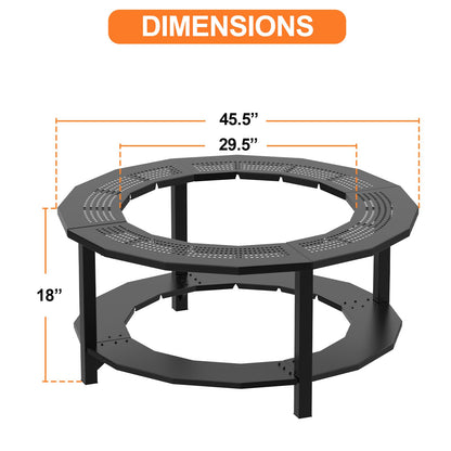 Fire Pit Surround Tabletop for Solo Stove Yukon, Bonfire, Tiki, Outdoor Smokeless Fire Pit Table for Wood Burning Fire Pits, Powder-Coated Steel Stove Table Surround with Cover for Solo Stove