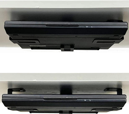 (3) Laptop Holder Under Desk Laptop Mount Organizer Rack Storage Shelf, Add On Under Table Laptops, Keyboard, Routers, Modems, Cable Box, Network Switch & More, Desk Accessories