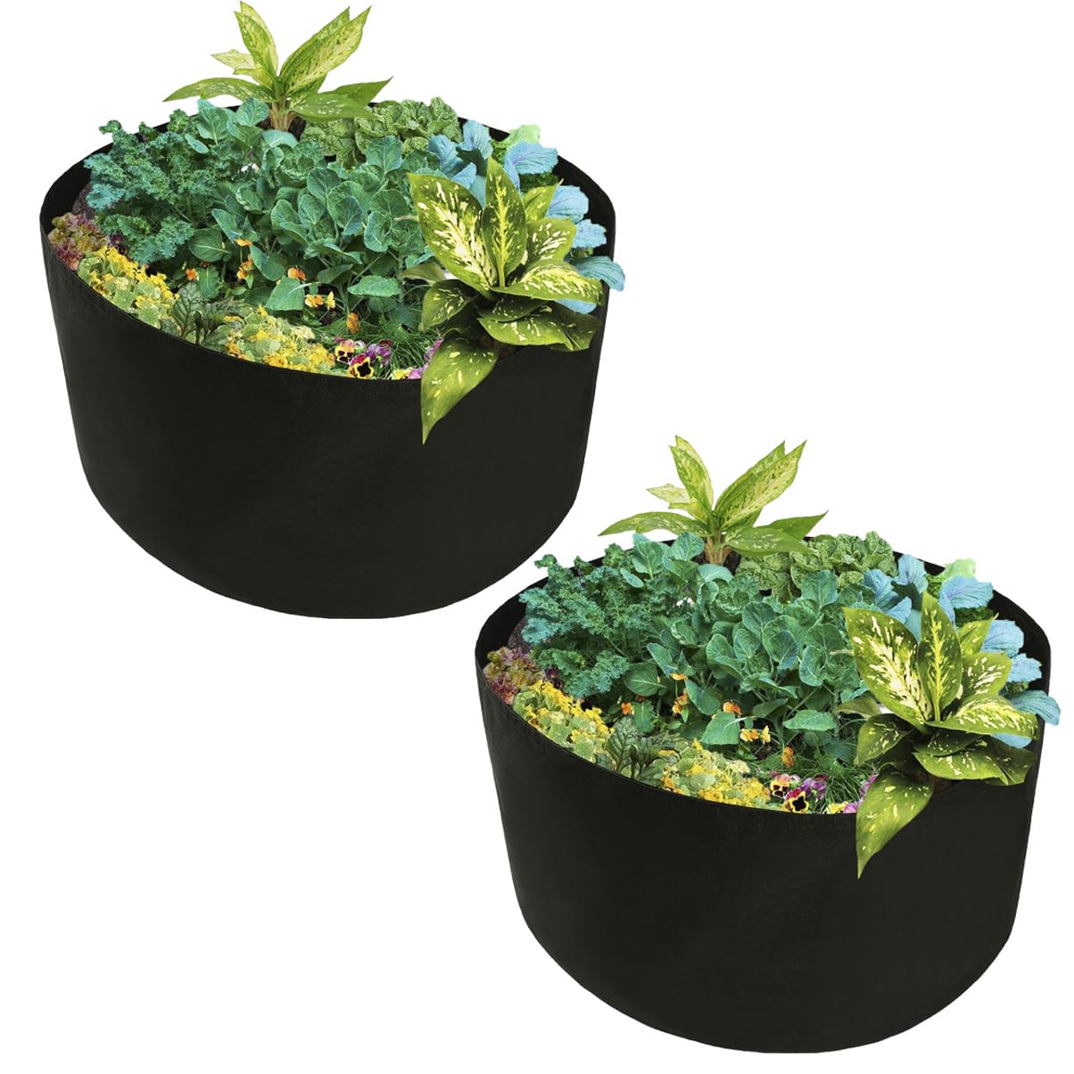 Takefuns 2pcs 150 Gallon Yard Grow Bags,Large Garden Bag,Thickened Nonwoven Plant Fabric Pots,Grow Pots Big Pots Plant for Nursery Garden,Planting