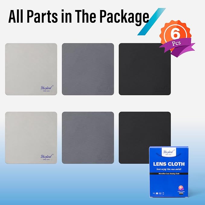 Microfiber Cleaning Cloths, 6 Pack 8x8 Inch Large Glasses Cloth, Cleaning Cloth