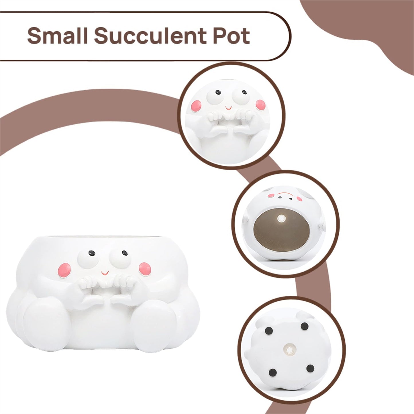 HDKXBEJ Cloud-Shaped Small Succulent Planters, 3.4''Dog Cute Plant Pots with Drainage Holes Funny Resin Flower Pots for Indoor Outdoor Home Office Gifts (C)