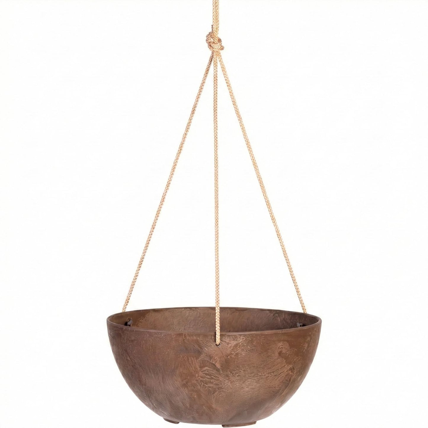 Root & Vessel Self Watering Hanging Planter for Indoor or Outdoor Plants, Unique Marbled Hanging Basket Made of Eco-Friendly Blend of Stone & Plastic, Rust, 12"