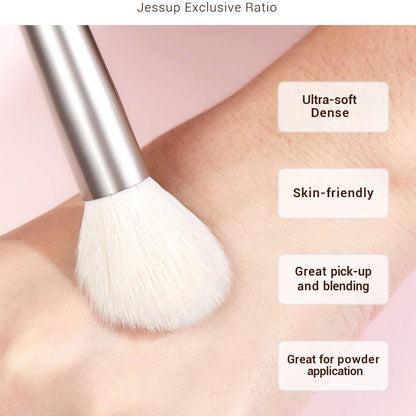 Jessup Brand 25pcs Professional Makeup Brush Set Beauty Cosmetic Foundation Powder Blusher Eyeshadow Blending Highlight Concealer Natural-Synthetic Hair Brushes Set (Pearl White/Silver)