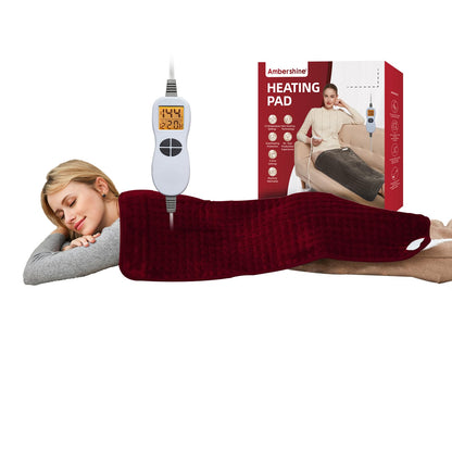Ambershine 17''x33'' XXXL King Size Heating Pad with 12 Temperature Settings & 4 Auto-Off Countdown Timers, Pain Relief for Back/Neck/Shoulders/Abdomen/Legs, Christmas Gifts for mom dad (Dark Gray)