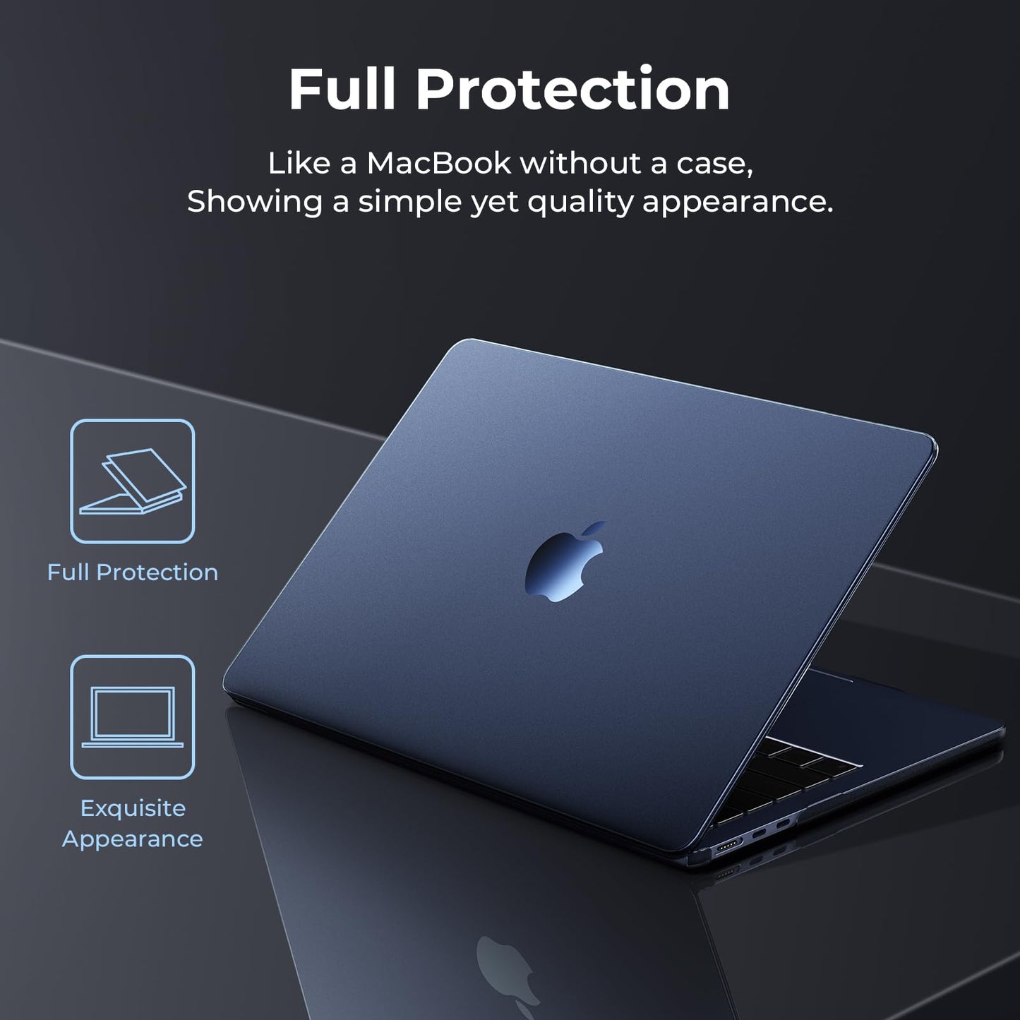 EooCoo Compatible with MacBook Air 13 inch Case 2025 M4 2024 M3 2022 M2 Hard Shell for Mac Book Air 13.6" A3240 A3113 A2681 Matte Midnight Cover [Original Midnight] Ultra-thin Invisible Translucent